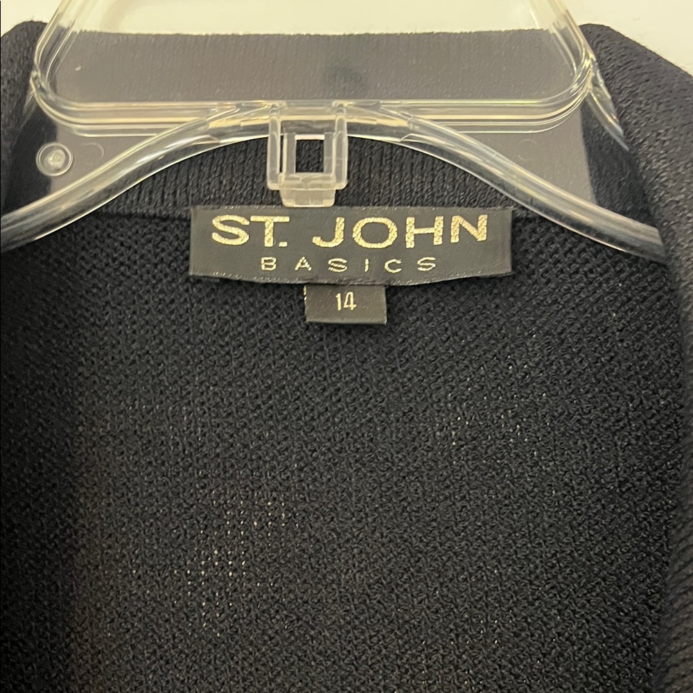 St John Black Knit 2 Piece Suit Jacket Pants Evening Basics Size 16 - Picture 7 of 14